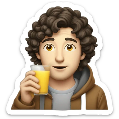 josh brener from silicon valley in a hoodie sipping juice sticker