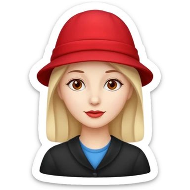 different woman with red hat sticker