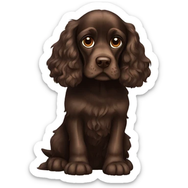 Dark brown cocker spaniel sitting full pose sticker