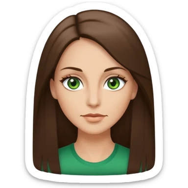 pretty woman in her 40s with green eyes and long straight ash-brown hair  sticker