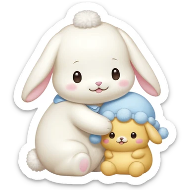 cinnamoroll giving a hug to pompompurin  sticker