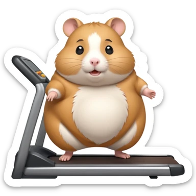fat hamster big belly trying to run on treadmill sideways sticker