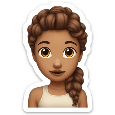 Une fille avec les cheveux marron et des grosse lèvres et stitch sticker