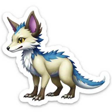 Epic Feral Rare Fantasy shiny cool Vernid-Sergal-Trico-species by LiLaiRa, random markings, tufted tail, tufted ears, full body sticker