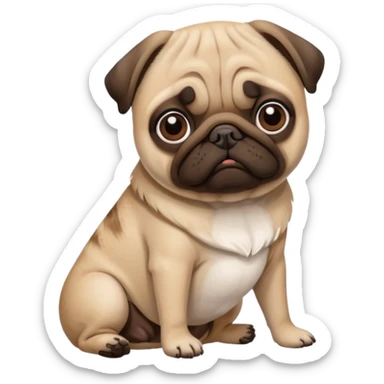 Pug with a broken left leg  sticker