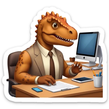 old dinosaurs working in an office sticker