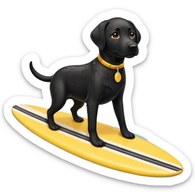 black lab riding surfboard sticker