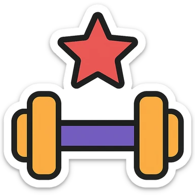 minimal dynamic logo for athlete beginner subscription using dumbbell and star sticker
