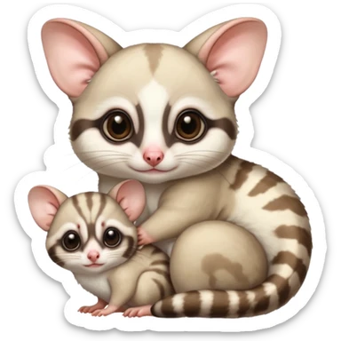 Fat and cute Japanese sugar glider  white. A mom anda a baby one sticker