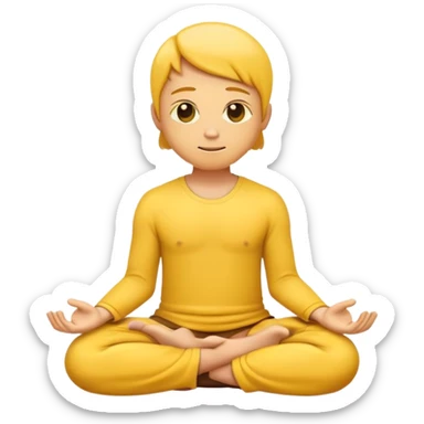 classic yellow emoji meditating, sitting cross-legged, peaceful expression sticker