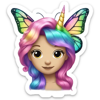 rainbow unicorn horned sparkling butterfly mermaid  sticker