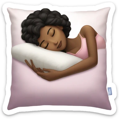 sleeping beauty black hair brown girl with a silk pillow sticker
