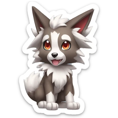 Kawaii Chibi Poochyena-Lycanroc-Pokémon Full Body sticker