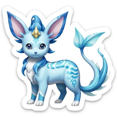 Celestial Magical sparkly shiny glittery Suicune-Vaporeon-Primarina-Amaura-Pokémon-Fakémon-fusion, full body sticker