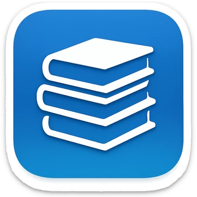 iOS app icon style for folder 'School': square with strongly rounded corners, blue color gradient, symbol of a stack of books in the center, modern look sticker