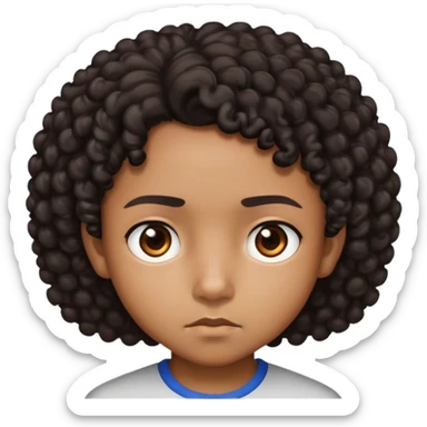 "- Nam
- 10 tuổi
- Da nâu
- Tóc ngắn, đen, xoăn
- mặt nghiêm túc
" sticker