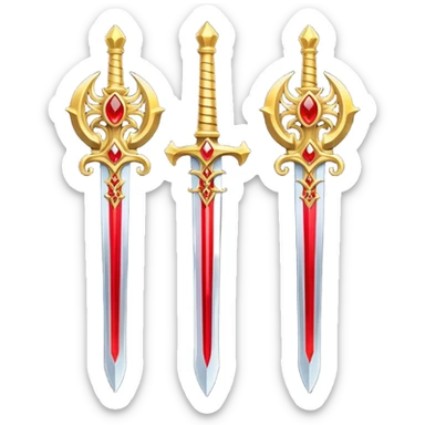 Golden royal swords with red gems sticker