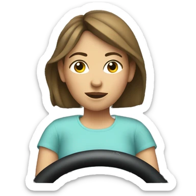 girl Driving with car neck rest sticker
