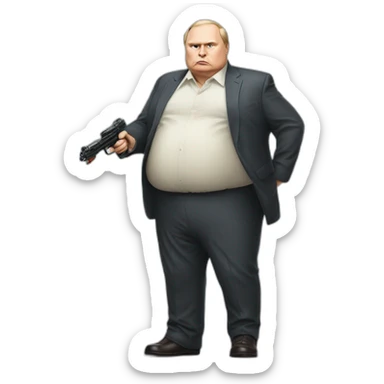 Vladimir Poutine morbidly obese Shooting nobody full body sticker