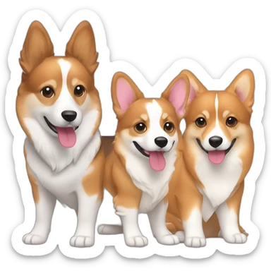 girl with long brown hair a 2024 gray jeep a tri colored corgi and 2 red and white corgis sticker