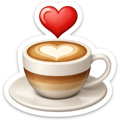 coffee cup with a latte art heart sticker