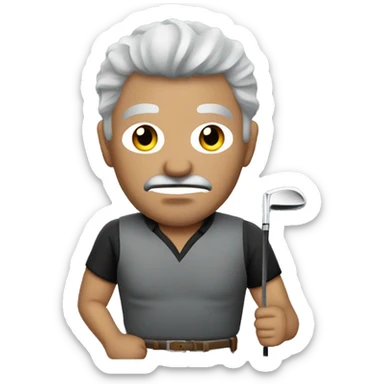 Mexican Bandit with grey hair playing golf  sticker