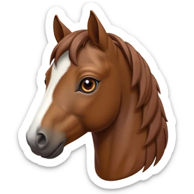 Cinematic Noble Brown Welsh Pony Portrait Emoji, Poised and sturdy, with a well-muscled build draped in a rich, chestnut-brown color, expressive eyes and a gracefully refined head with a gentle, noble profile, Simplified yet sharp and sophisticated features, highly detailed, glowing with a warm, earthy glow, high shine, intelligent and resilient, stylized with an air of pastoral elegance, focused and determined, soft glowing outline, capturing the essence of a watchful and confident brown Welsh pony that appears ready to gallop out of the screen with effortless strength! sticker