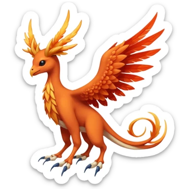 Skeletal feathery fiery winged horned Amaura-Aurorus-Pokémon-Fakémon-hybrid-fusion-creature, full body sticker