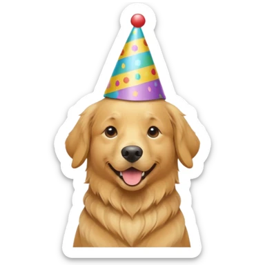 golden retriever at a birthday party sticker