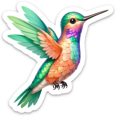peach and mint humming bird, warm colours  sticker