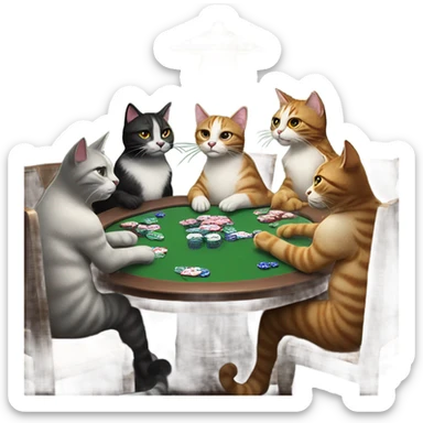 Cats playing poker smoking weed. Millions worth of chips sticker