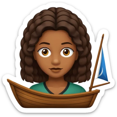 Crie um emoji que tenha o cabelo castanho médio, de cumprimento no peito, que tenha uma franja no tamanho da sobrancelha, com os olhos escuros e que use uma regata preta sticker