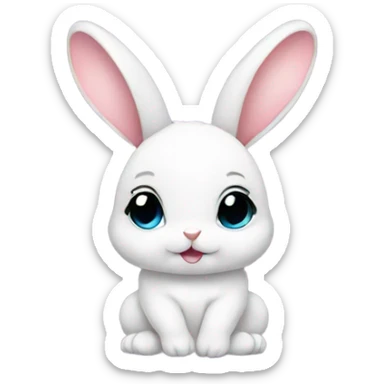 Baby bunny with coquette bow on ear sticker