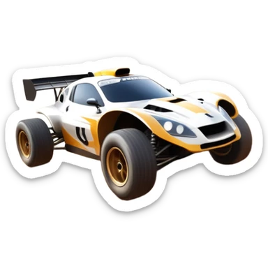 A high-speed racing car or motorcycle zooming down a track, leaving a trail of dust and excitement. The scene conveys energy and adrenaline, with blurred motion showing the speed and precision of motorsport, set against a dynamic racing track backdrop. sticker