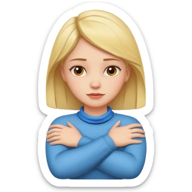 girl holding neck with arms crossed sticker