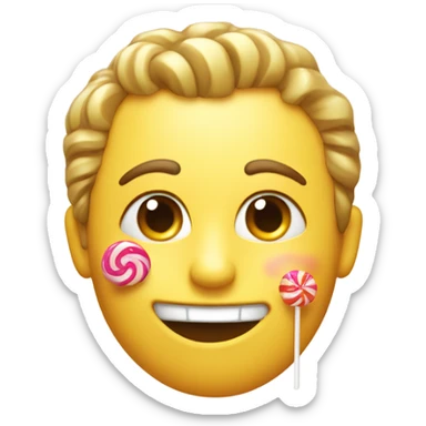 very satisfied face with lolipop in mouth sticker