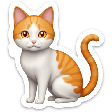 full body small short hair ginger and white cat with orange eyes  sticker