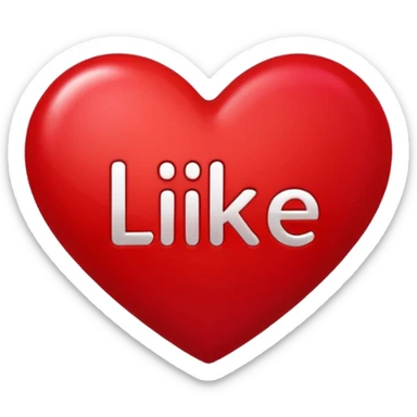 the inscription "like" with a red heart  sticker