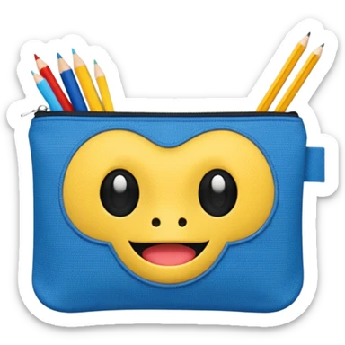 Pencil pouch with zipper mouth sticker