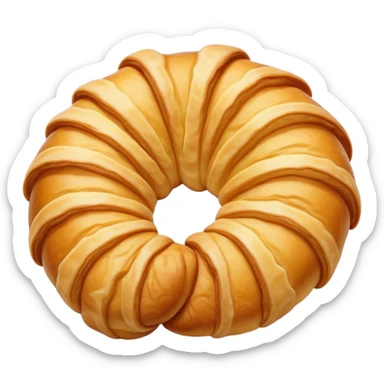 Cinematic Realistic Croissant Pastry Emoji, depicted as a flaky, buttery crescent with a golden, crisp exterior rendered with exquisite detail and warm, inviting lighting. sticker