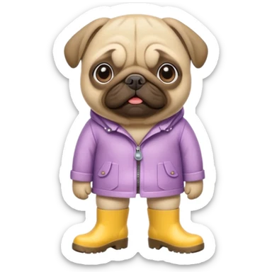 pug with rainboots sticker