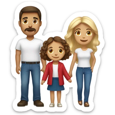 Puerto rican beard short brown hair  husband with blond long hair wife and brown long hair daughter Family  sticker