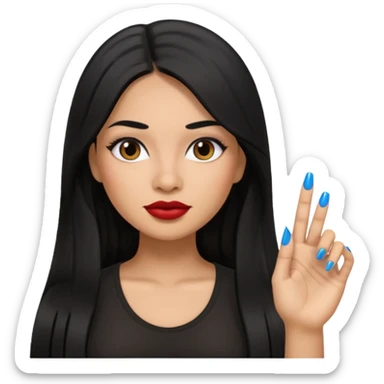 latina girl with straight long hair thats black memoji with nail no lipstick thats a baddie sticker