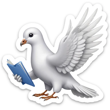 a dove with a letter, in paws sticker