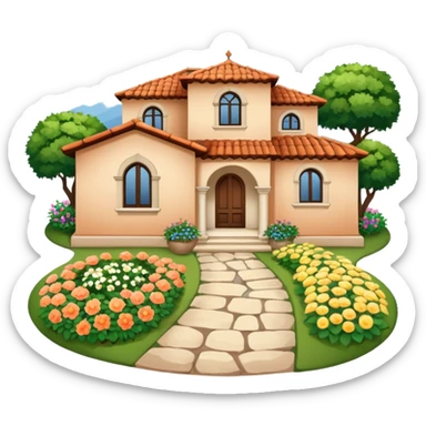 Mediterranean house with garden sticker