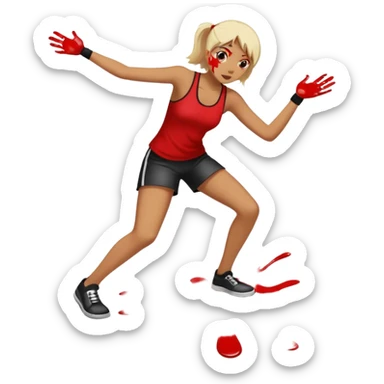 Jackson pollock flicking black white and red paint onto the floor sticker