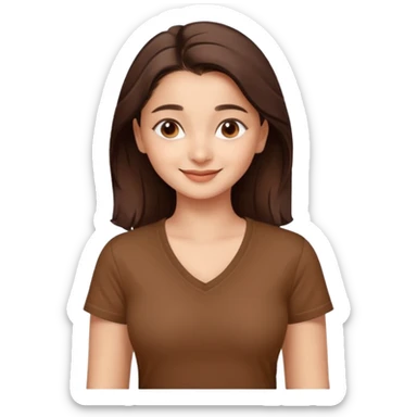 ipretty bratz emoji of alia bhatt wearing a V neck brown tshirt. She should look like Alia Bhatt sticker