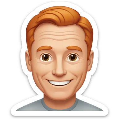smiling older white man, fit physique, receding ginger hair, approachable look sticker