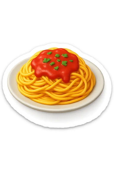 emoji 3d stile iphone che rappresenta un PIATTO DI PASTA 3d sticker