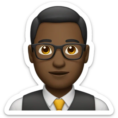 light black skin tone developer man with glasses sticker